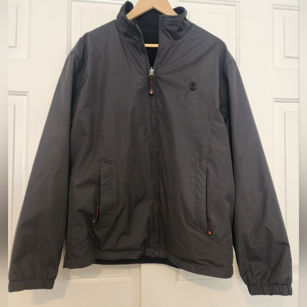 IZOD Sport Reversible Black & Gray Full Zip-Up Collared Men's Jacket Size M